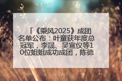《乘风2025》成团名单公布：叶童获年度总冠军，李晟、吴宣仪等10位姐姐成功成团，陈德容获年度高光人物