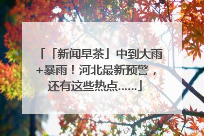 「新闻早茶」中到大雨+暴雨！河北最新预警，还有这些热点……