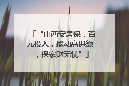 “山西安居保，百元投入，撬动高保额，保家财无忧”
