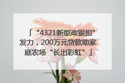 “4321新型政银担”发力，200万元贷款助家庭农场“长出彩虹”