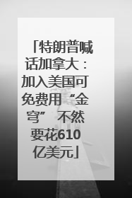 特朗普喊话加拿大：加入美国可免费用“金穹” 不然要花610亿美元