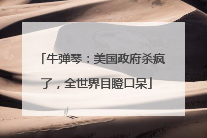 牛弹琴：美国政府杀疯了，全世界目瞪口呆