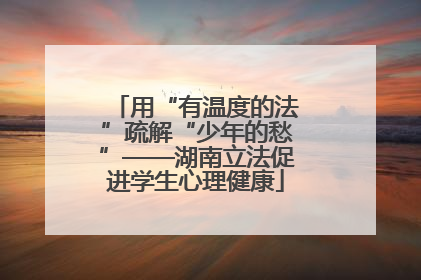 用“有温度的法”疏解“少年的愁”——湖南立法促进学生心理健康