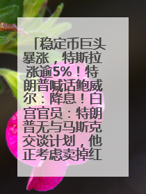 稳定币巨头暴涨，特斯拉涨逾5%！特朗普喊话鲍威尔：降息！白宫官员：特朗普无与马斯克交谈计划，他正考虑卖掉红色特斯拉