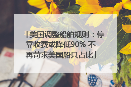 美国调整船舶规则：停靠收费或降低90% 不再苛求美国船只占比