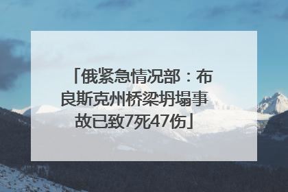 俄紧急情况部：布良斯克州桥梁坍塌事故已致7死47伤