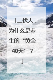 三伏天，为什么是养生的“黄金40天”？