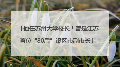 他任苏州大学校长！曾是江苏首位“80后”设区市副市长