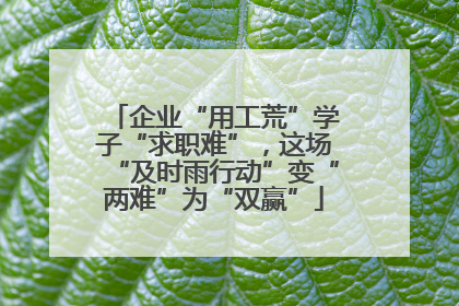 企业“用工荒”学子“求职难”，这场“及时雨行动”变“两难”为“双赢”