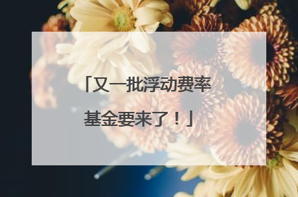 又一批浮动费率基金要来了！