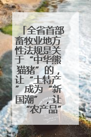 全省首部畜牧业地方性法规是关于“中华熊猫猪”的，让“土特产”成为“新国潮”，让“农产品”升格为“城市IP”