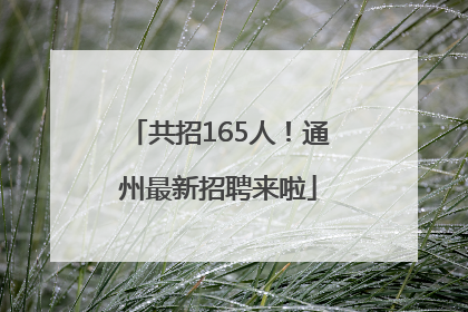 共招165人！通州最新招聘来啦