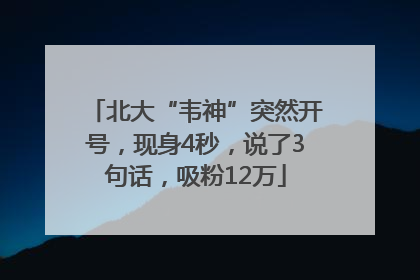 北大“韦神”突然开号，现身4秒，说了3句话，吸粉12万