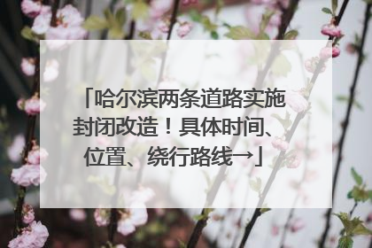 哈尔滨两条道路实施封闭改造！具体时间、位置、绕行路线→