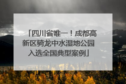 四川省唯一！成都高新区骑龙中水湿地公园入选全国典型案例