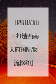 四川眉山：打造西南天府国际物流枢纽