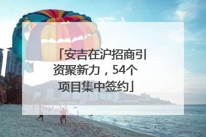 安吉在沪招商引资聚新力，54个项目集中签约