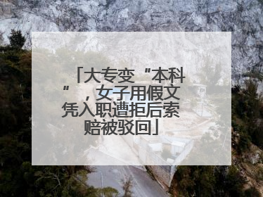 大专变“本科”，女子用假文凭入职遭拒后索赔被驳回