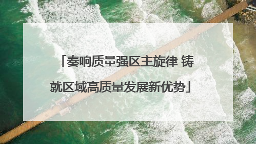 奏响质量强区主旋律 铸就区域高质量发展新优势