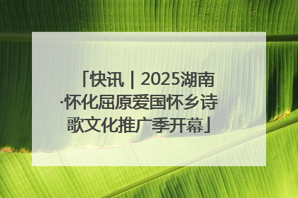 快讯｜2025湖南·怀化屈原爱国怀乡诗歌文化推广季开幕