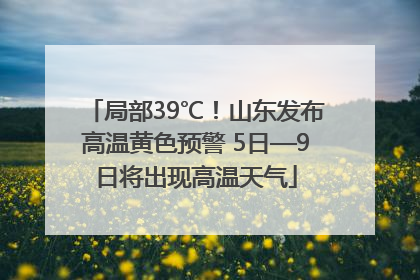 局部39℃！山东发布高温黄色预警 5日—9日将出现高温天气