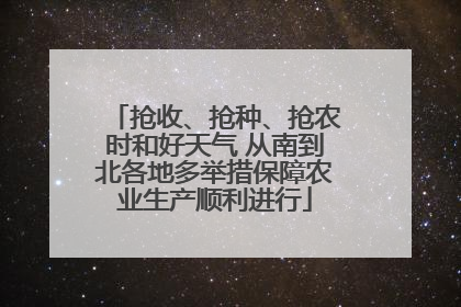 抢收、抢种、抢农时和好天气 从南到北各地多举措保障农业生产顺利进行