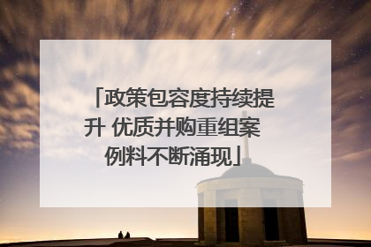 政策包容度持续提升 优质并购重组案例料不断涌现