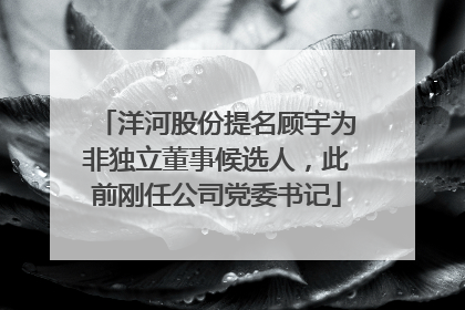 洋河股份提名顾宇为非独立董事候选人，此前刚任公司党委书记