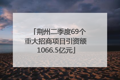 荆州二季度69个重大招商项目引资额1066.5亿元