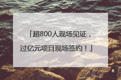 超800人现场见证，过亿元项目现场签约！