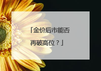 金价后市能否再破高位？