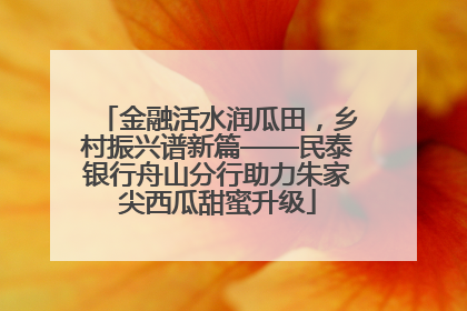 金融活水润瓜田，乡村振兴谱新篇——民泰银行舟山分行助力朱家尖西瓜甜蜜升级