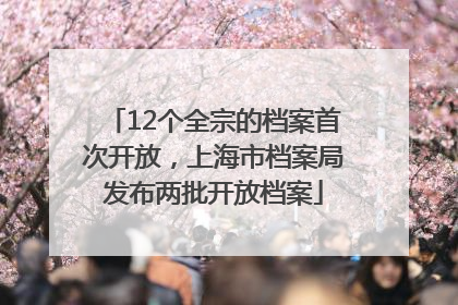 12个全宗的档案首次开放，上海市档案局发布两批开放档案