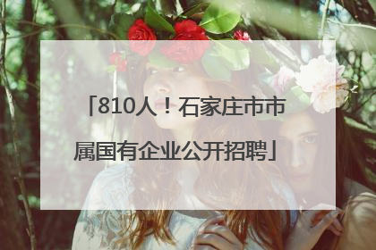 810人！石家庄市市属国有企业公开招聘